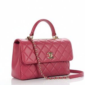 CHANEL Pink Quilted Lambskin Medium Trendy CC Flap Dual Handle Bag Chain